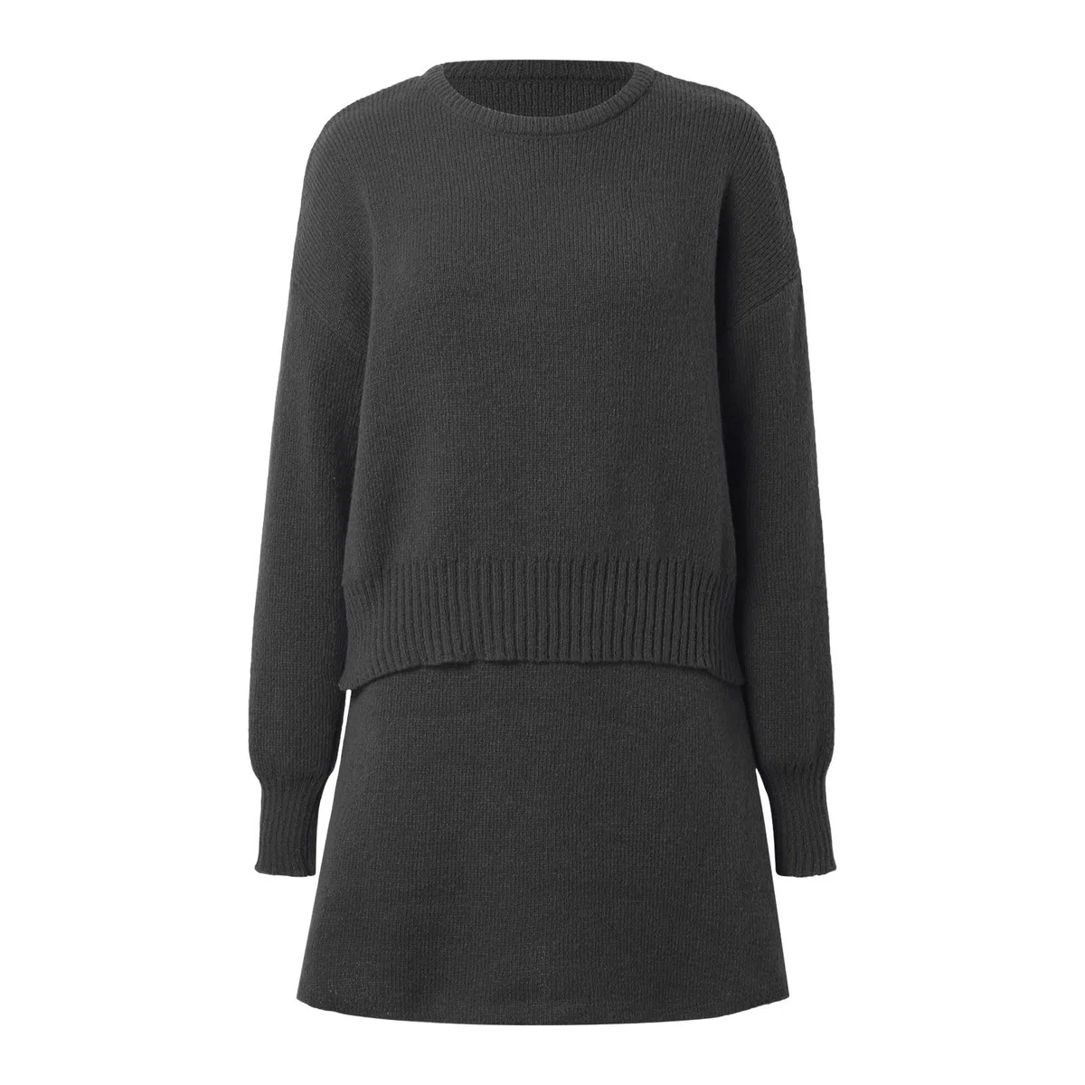Generisch Set da donna in maglia con maglione e gonna – vestito loungewear in due pezzi | elegante set di coordinamento per un look coordinato