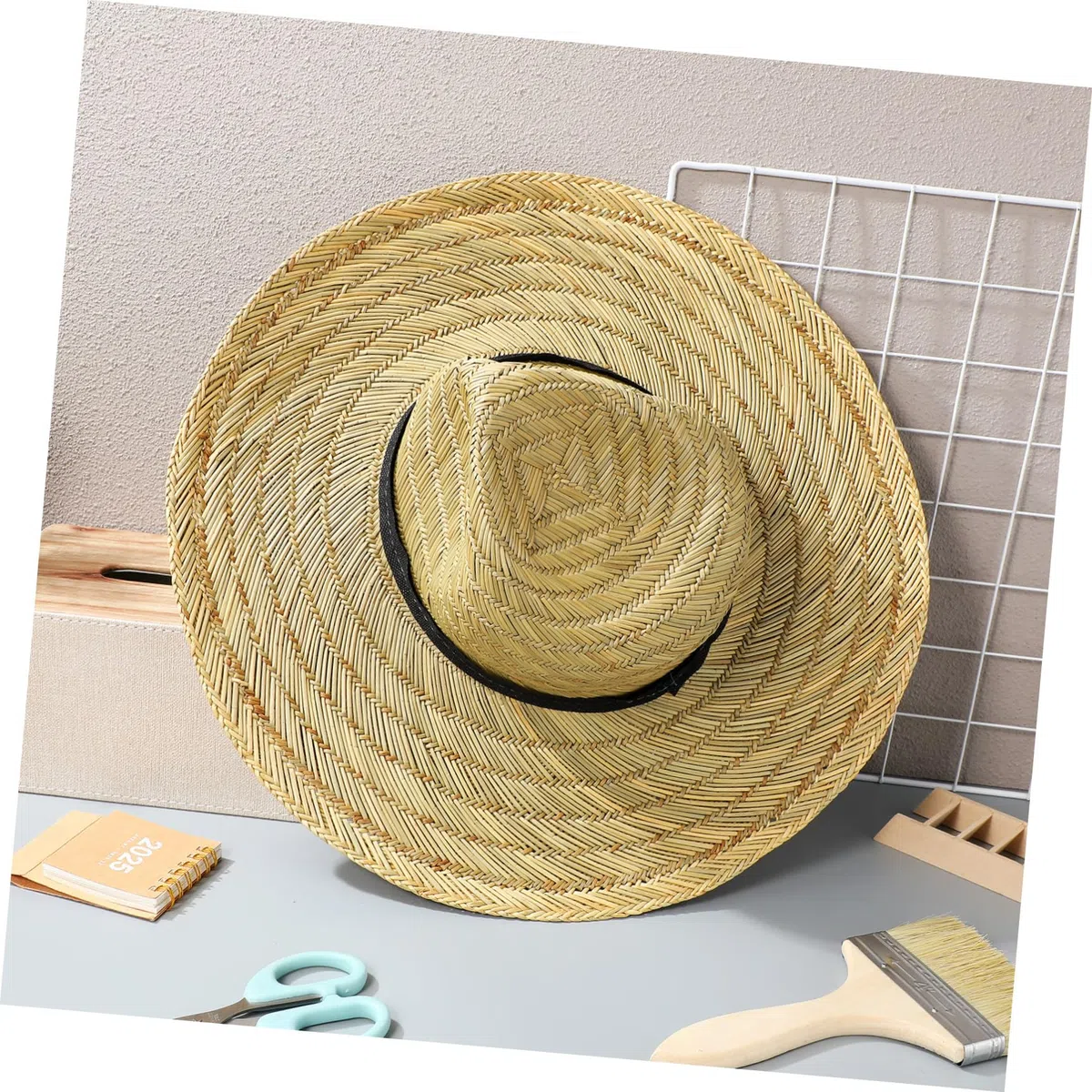 Cappello da Spiaggia Estivo da Uomo con Ampia Falda, Protezione UV, Leggero in Paglia, per Vacanze al Mare, Piscina e attività all’Aperto, Taglia l (58-60 Cm)