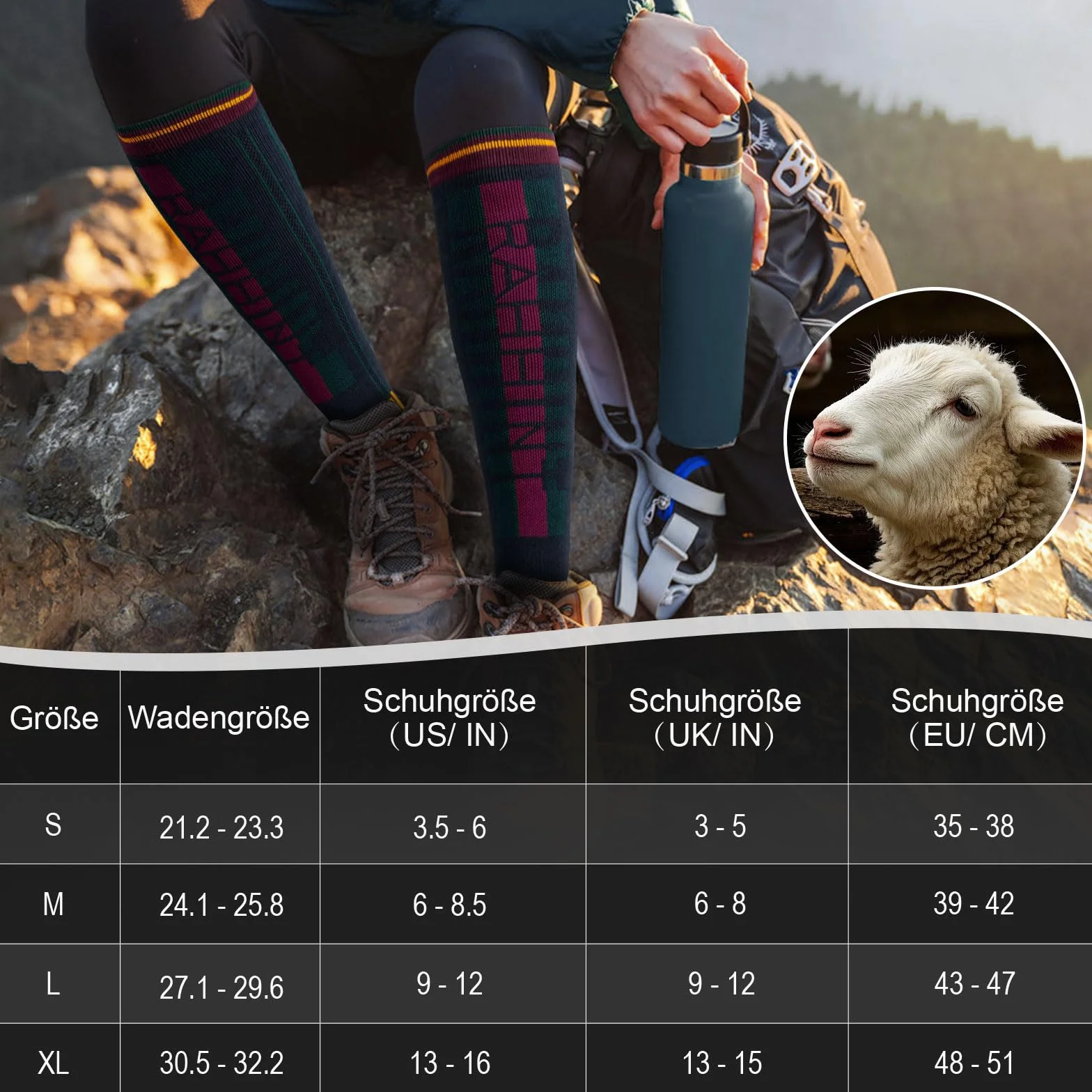 Calze Sci Calzini Termiche in Lana Merino Calze Invernali Lunghe Pesanti Calze Da Sci Snowboard a Compressione, Traspiranti, Ad Asciugatura Rapida, Per Uomo, Donna 2 Paia Taglia 35-51
