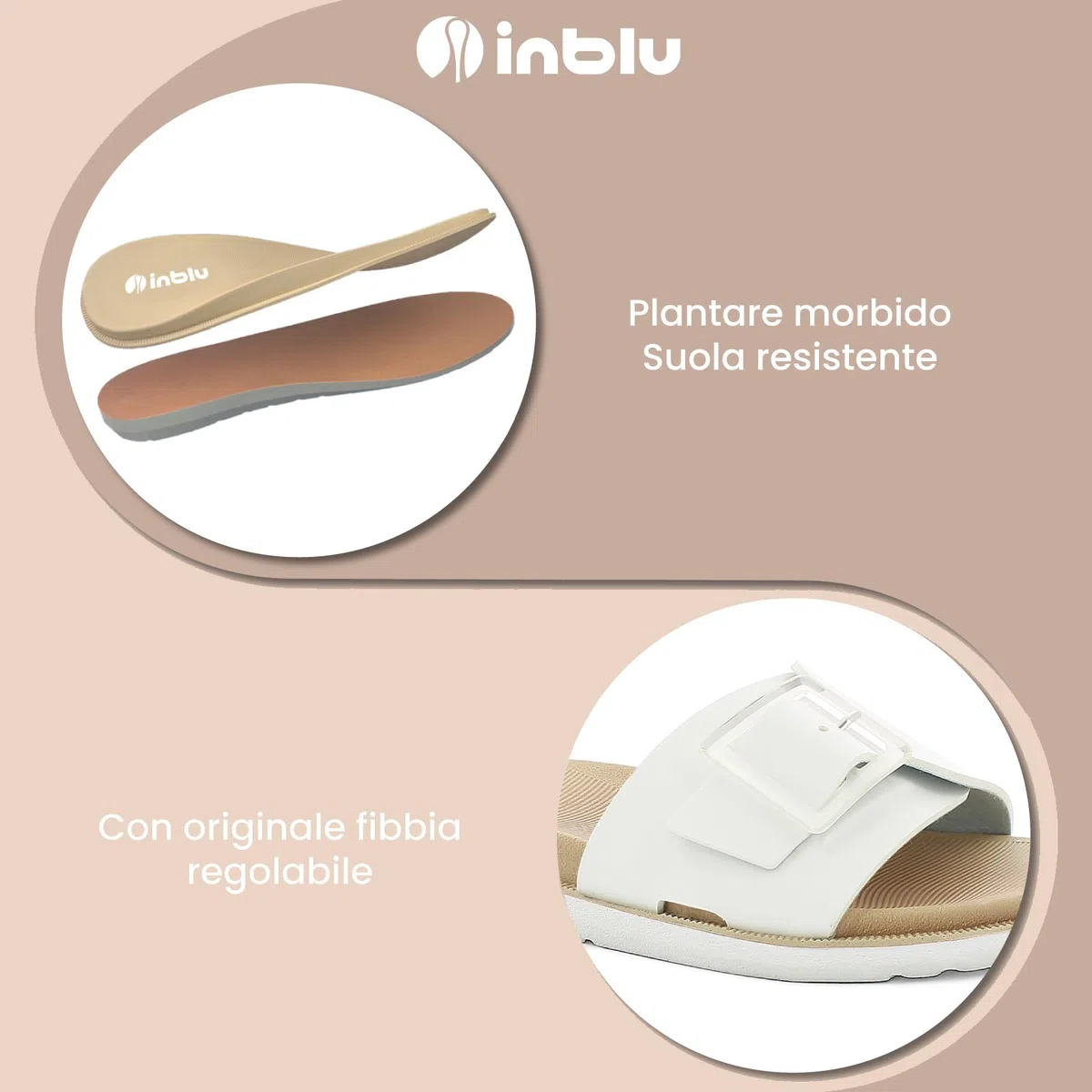 inblu Ciabatte Donna Colorate Con Fibbia Quadrata, Dual Density Sandali a ciabattaDonna