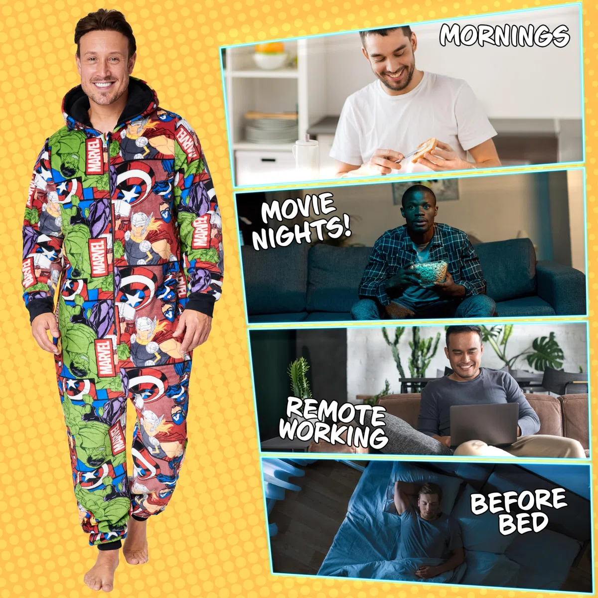 Marvel Fleece Pajama Pagliaccetto Adulto Uomo