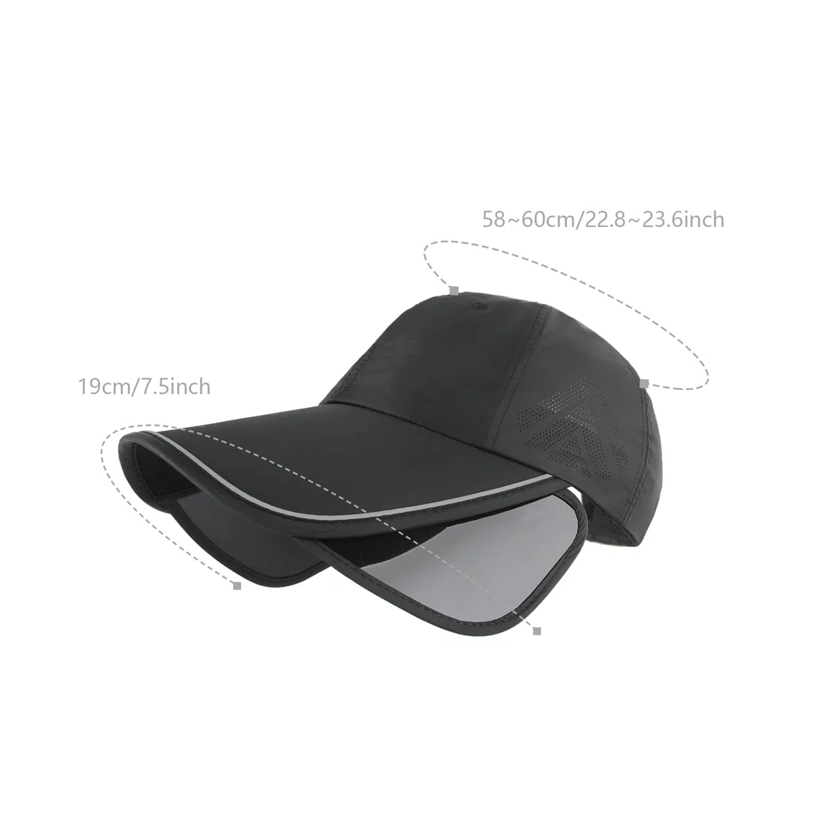 TINAYAUE Berretto da sole con visiera estensibile a 19 cm, unisex, protezione UV50 + concetto di perforazione traspirante, circonferenza testa 56-60 cm, per escursionismo, pesca, ciclismo