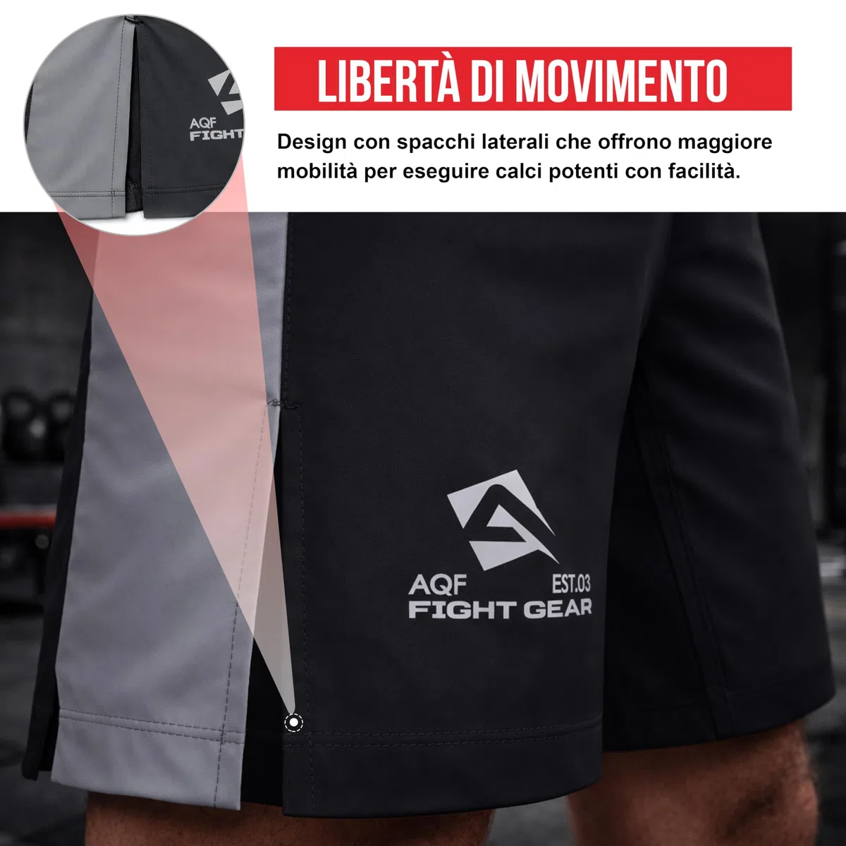 AQF Pantaloncini da Combattimento MMA UFC Cage Fighting Grappling Kick Boxing Gym Short 4-Way Stretch Moisture Wicking Training Shorts