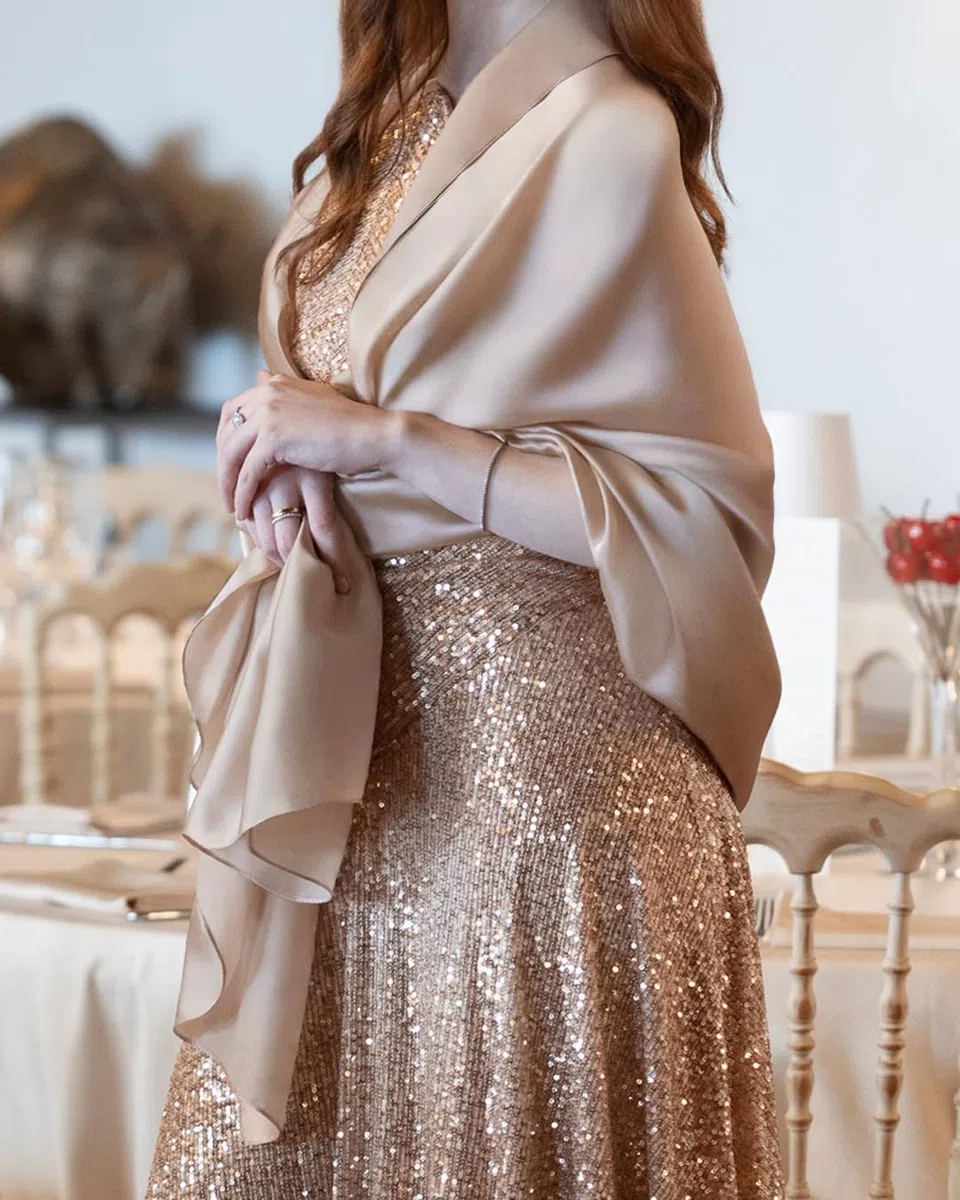 Stola Elegante Donna per Cerimonia e Matrimonio – Scialle Estivo in Seta, Coprispalle per Abito da Sera