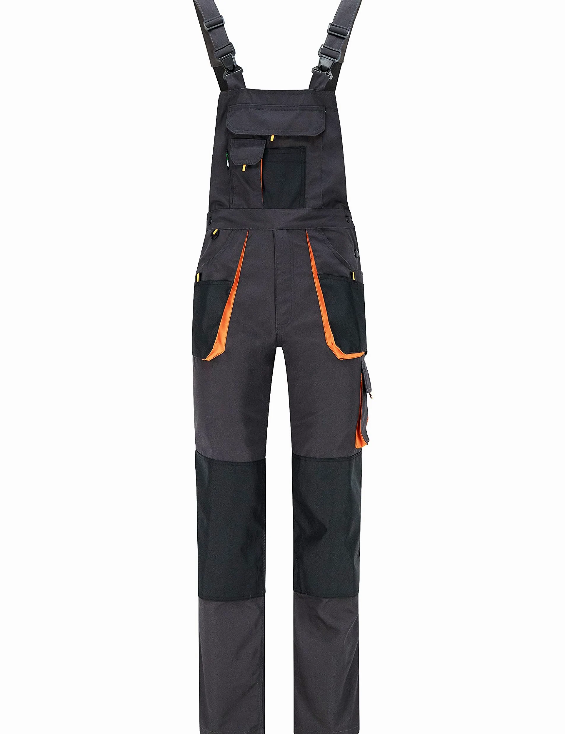 BWOLF Atlas - Salopette da lavoro, da uomo, con tasche multifunzionali, colore: grigio scuro/arancione