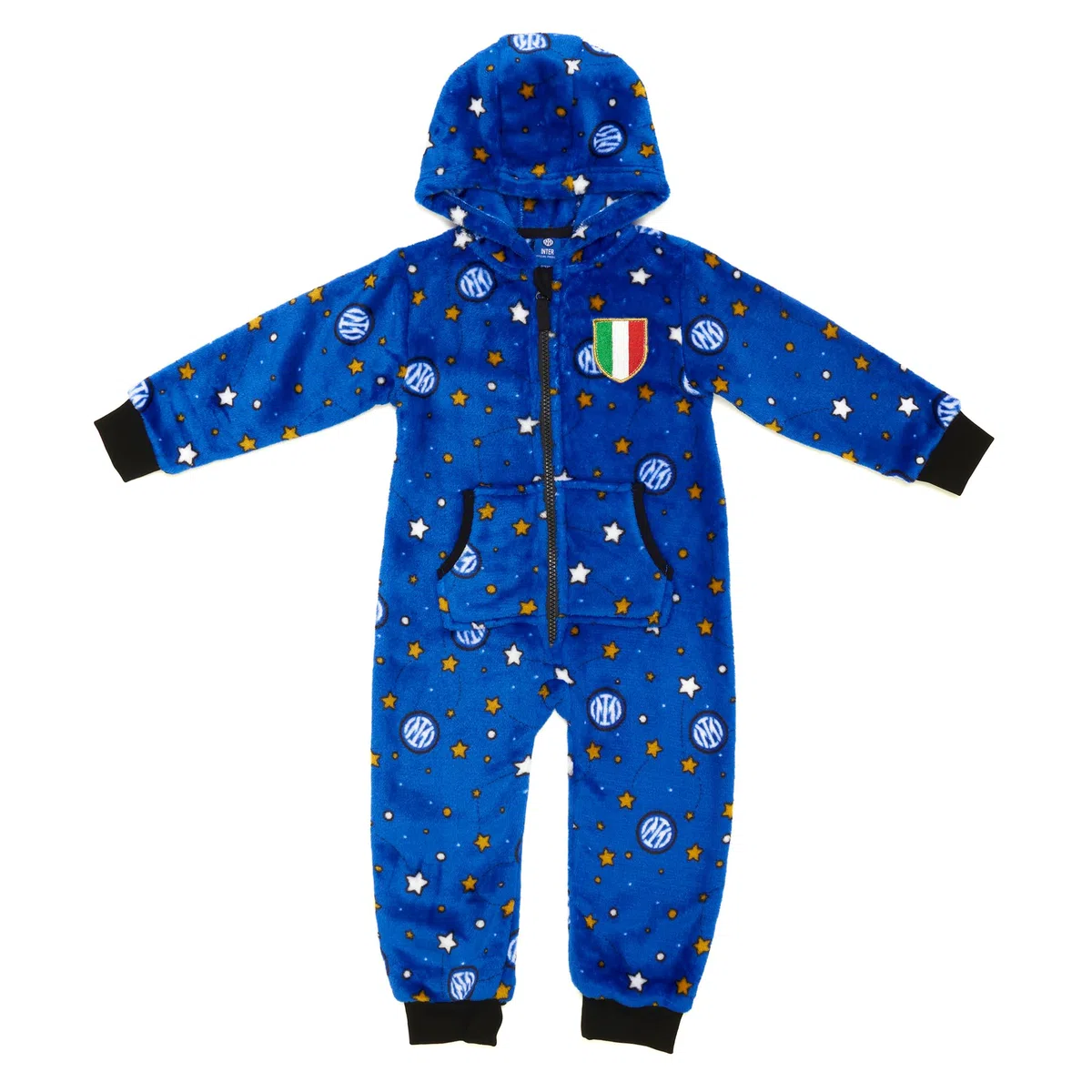 Inter - Tuta Jumpsuit Neonato, Stelle, Scudetto, Idea Regalo per piccoli Tifosi, Calda tutina neonato, Prodotto Ufficiale
