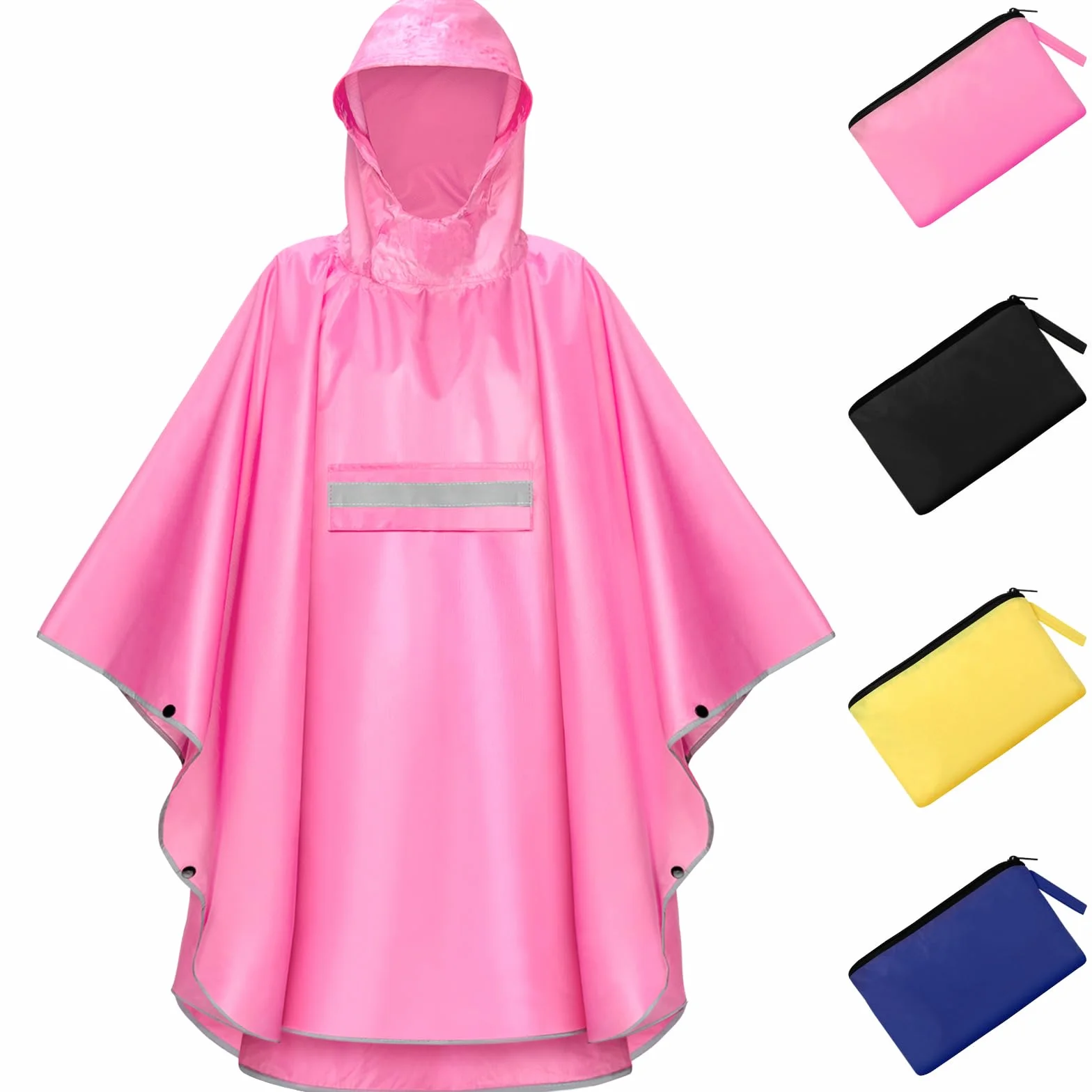 Mantella Antipioggia Bambino Leggero Poncho Antipioggia Bambino Impermeabile Con Strisce Riflettenti Unisex Poncho Antipioggia Per Ragazze E Ragazzi 120-160cm