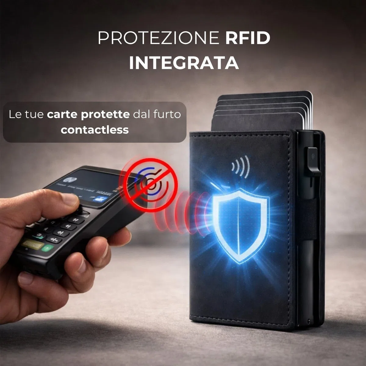 Bluvella 2.0 Portafoglio Uomo Compatto con Protezione RFID, Porta Carte Slim con Accesso Rapido, Porta Monete con Zip e Chiusura Magnetica, Design Elegante e Funzionale (Nero)