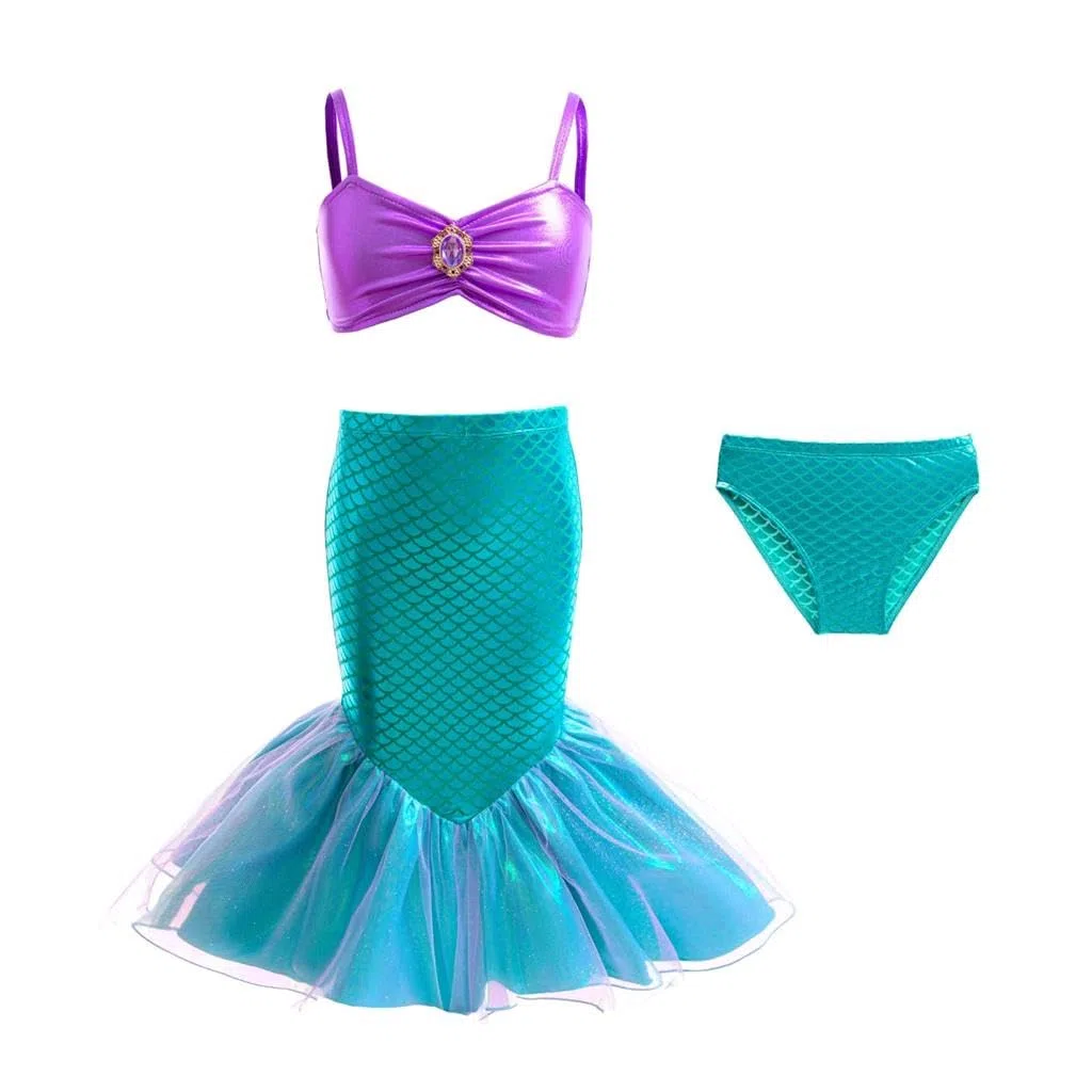 Lito Angels Vestito Costume da Bagno Tankini Due Pezzi Principessa Squame di pescecon Gonna per Bambina Taglia 2-9 Anni