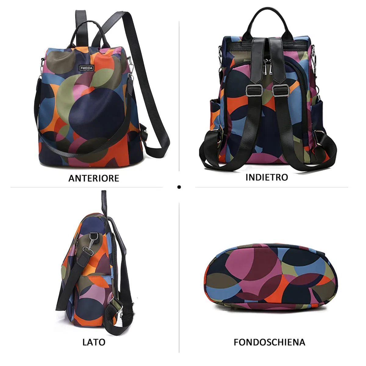 Fmeida Zaino Donna Antifurto Moda Borsa Donna con Tracolla Borse Zainetto da Viaggio Impermeabile