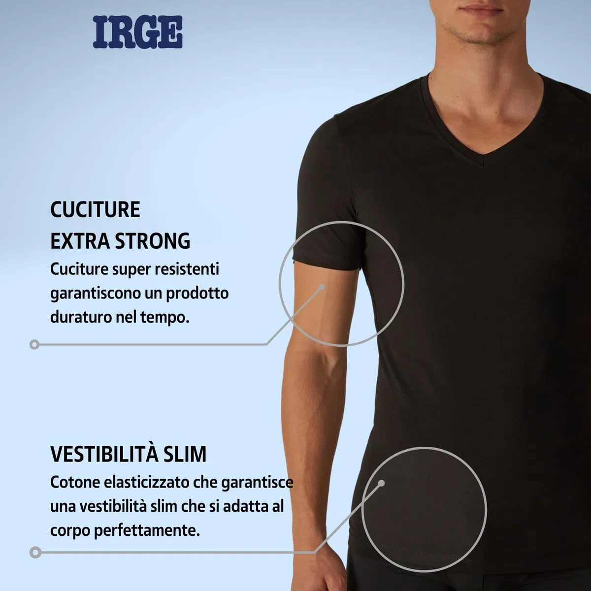 Irge - Set 3 Magliette Intime Uomo Cotone Elasticizzato Girocollo e Scollo V T Shirt Finissima Cuciture Piatte Intimo Maglietta Uomo Nera Bianca e Colorata