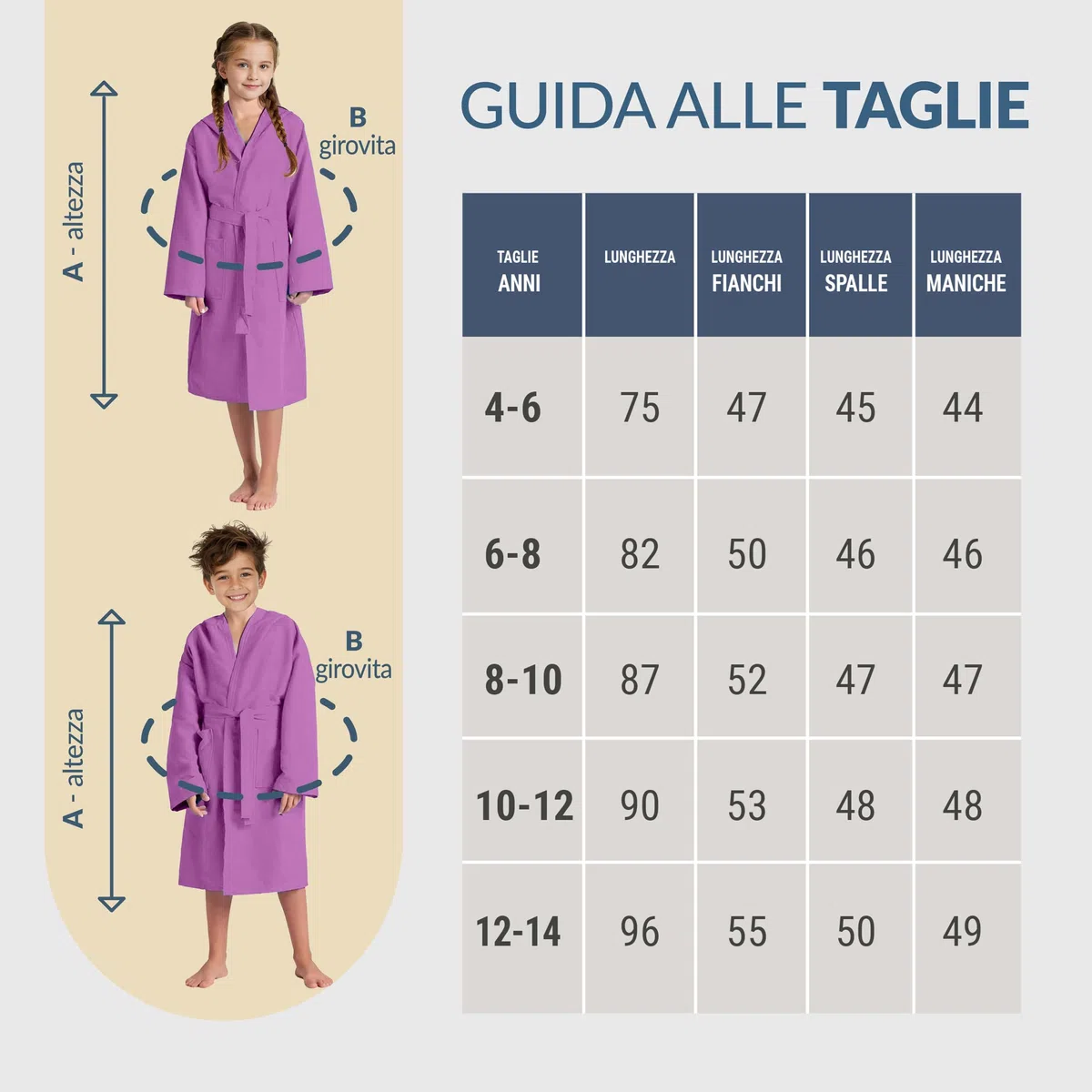 Dorian Home - Accappatoio Bambino Bambina in Microfibra Anallergico, Morbido, Leggero Salvaspazio Assorbente, Rapida Asciugatura con Cappuccio, Tasche, Cintura a Passanti e Gancio, Lavabile (no Stiro)