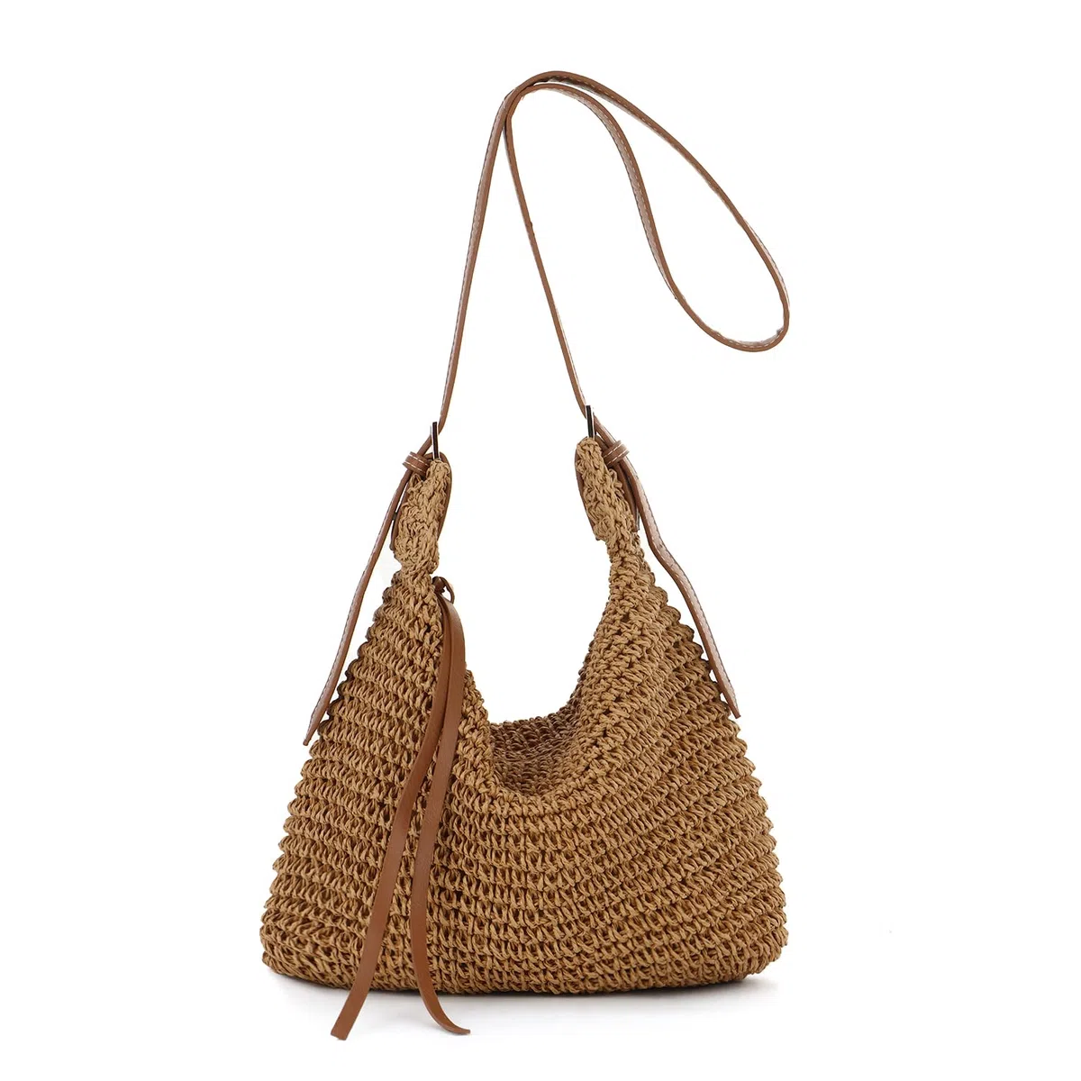 EVEOUT Borsa a tracolla in Rafia per Donna Estate Leggero Boho Borse Paglia Intrecciata per Spiaggia Vacanze Crossbody con Cerniera