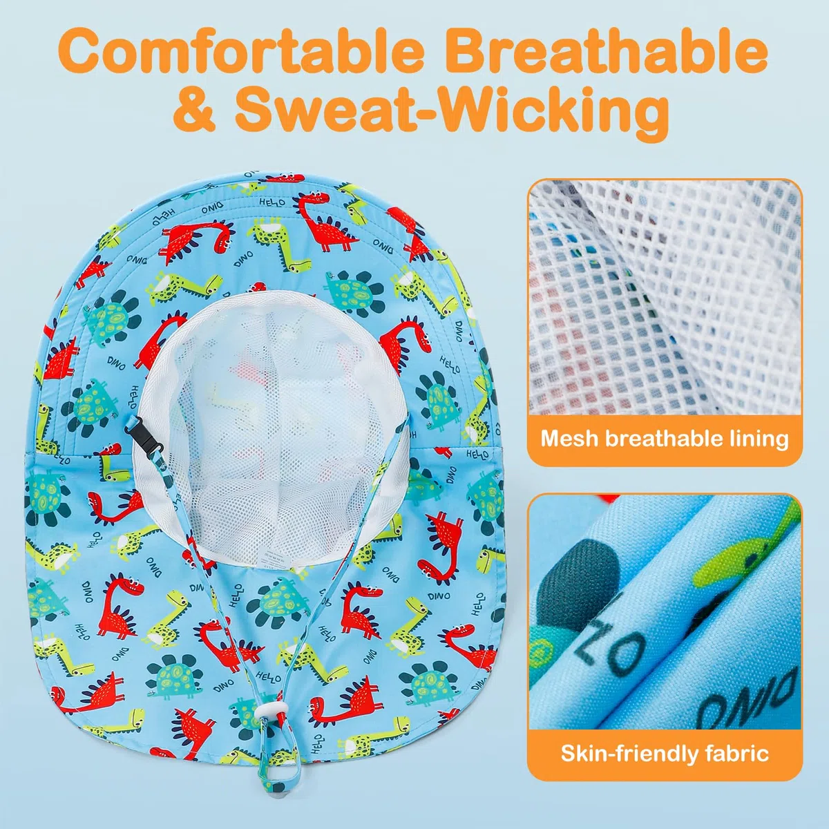 MASOCIO 2 Pezzi Cappello Neonato con Copricollo Cappellino Estivo Sole Bimbo Bambino Cappello Regolabile 6 Mesi-6 Anni