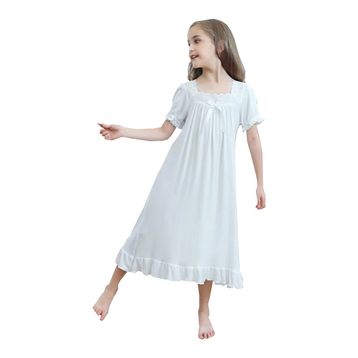 Verve Jelly Ragazze Principessa Camicia da Notte Estate Manica Corta Camicia Da Notte Increspature Camicia Da Notte Pizzo Vestito Del Bambino Ragazza Sonno Vestito