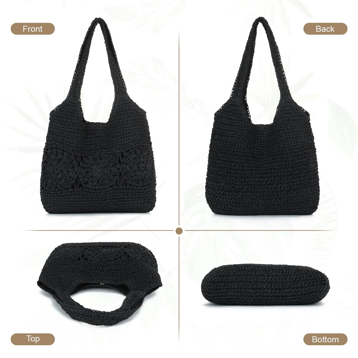 EVEOUT Borsa Tote Rafia Donna Estate Bohémien Chic Grande Leggero Borse a Spalla Paglia Intrecciata per Spiaggia Vacanze