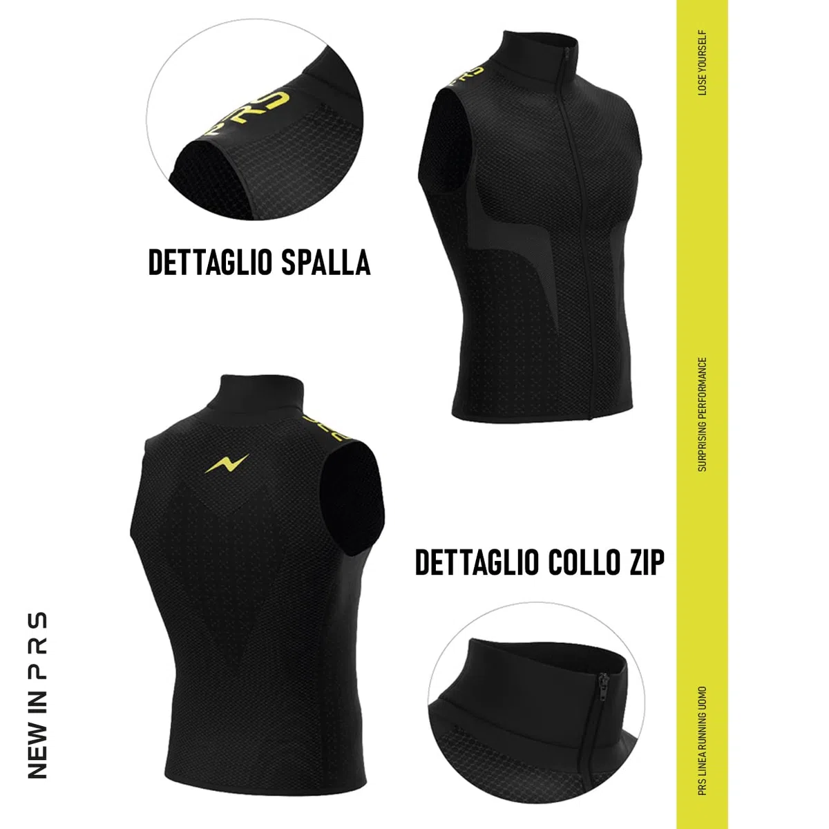 PRS Maglia Tecnica Uomo Running Trekking Outdoor, Felpa o Gilet Smanicato, Abbigliamento Sportivo Seamless Senza Cuciture, Traspirante e Termoregolante