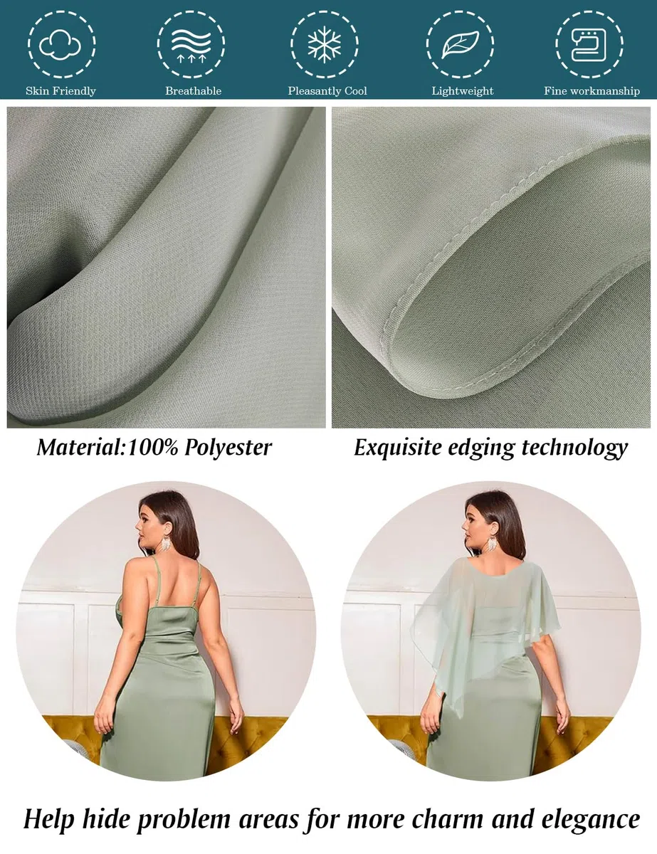 BEAUTELICATE Scialle Coprispalle Elegante Donna Stola Chiffon Scialli Cape Mantello Donna Estivo Elegante Vintage per Cerimonia Sposa Festa