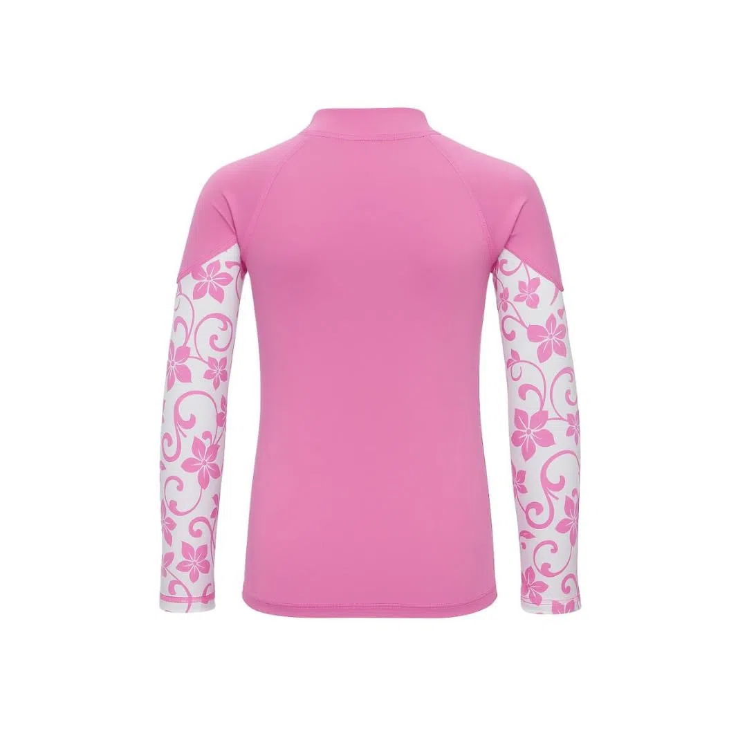 Surf Girls - Rash Vest a maniche lunghe con protezione solare UPF 50+, Very Peri e fucsia o fucsia rosa e bianco