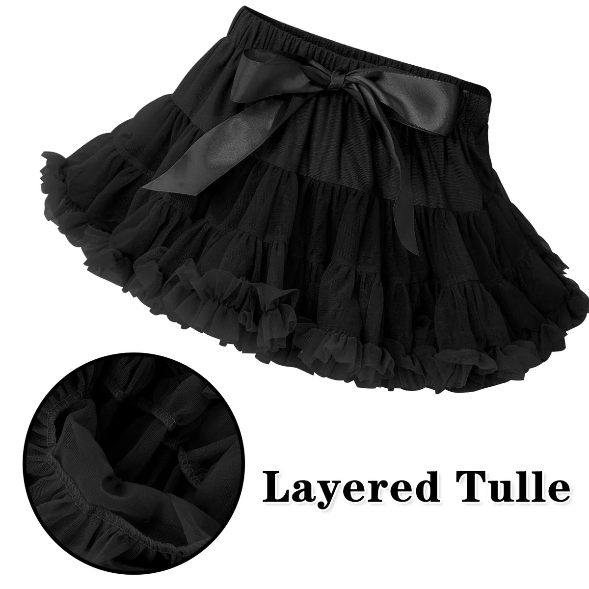 LACOFIA Gonna Tulle Bambina Gonna tutù per Bambine e Ragazze a Strati con Volant Gonne da Principessa a Vita Elastica Mini Gonna Bolla per Feste Danza (0-10 Anni)