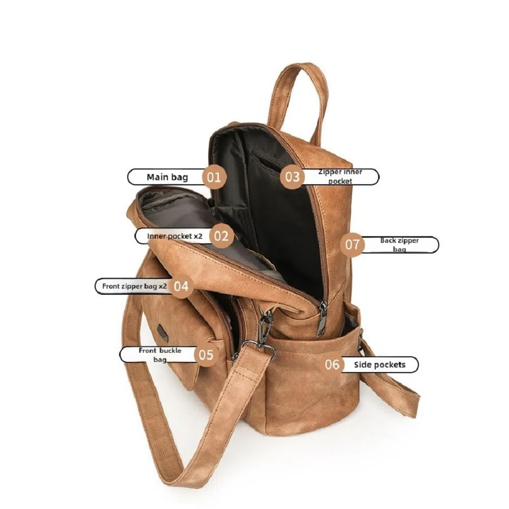 Zaino da donna in pelle PU, zaino casual, alla moda, antifurto, grande zaino da viaggio da donna