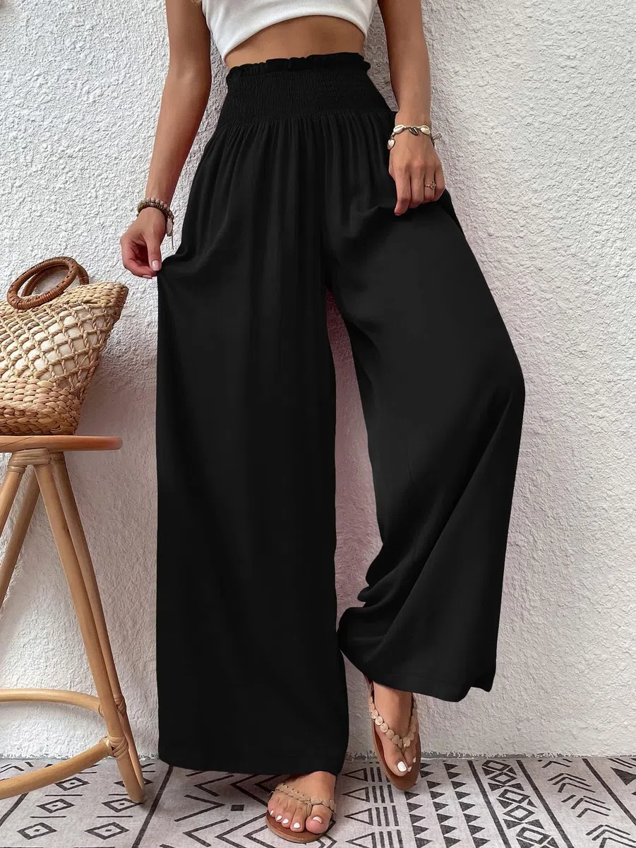 Cicy Bell Pantaloni Del Donna Dritto Locker Elastico Largo Pantaloni Da Gamba Vita Palazzo Pantaloni Con Tasche