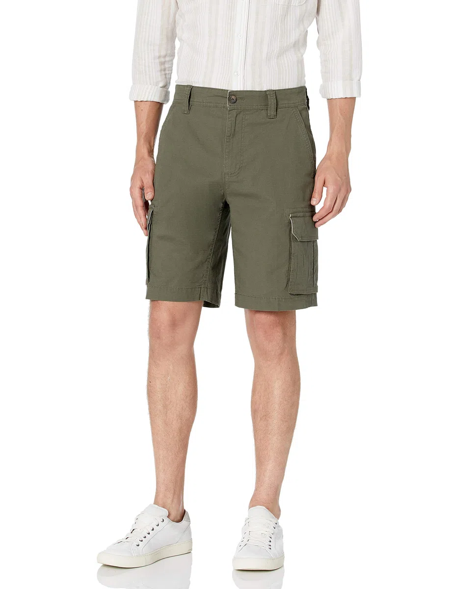 Amazon Essentials Uomo Pantaloncini Cargo Leggeri ed Elasticizzati in Tessuto Ripstop, 25cm