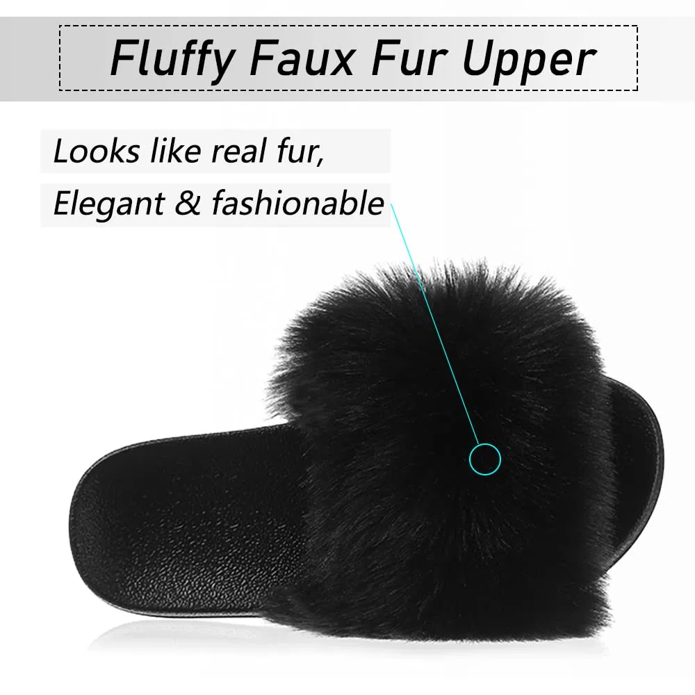 Ciabatte Pelose Donna Pantofole Pelliccia Estive Punta Aperta Ciabatte Casa Scarpe Sandalo Fluffy Peluche Slides