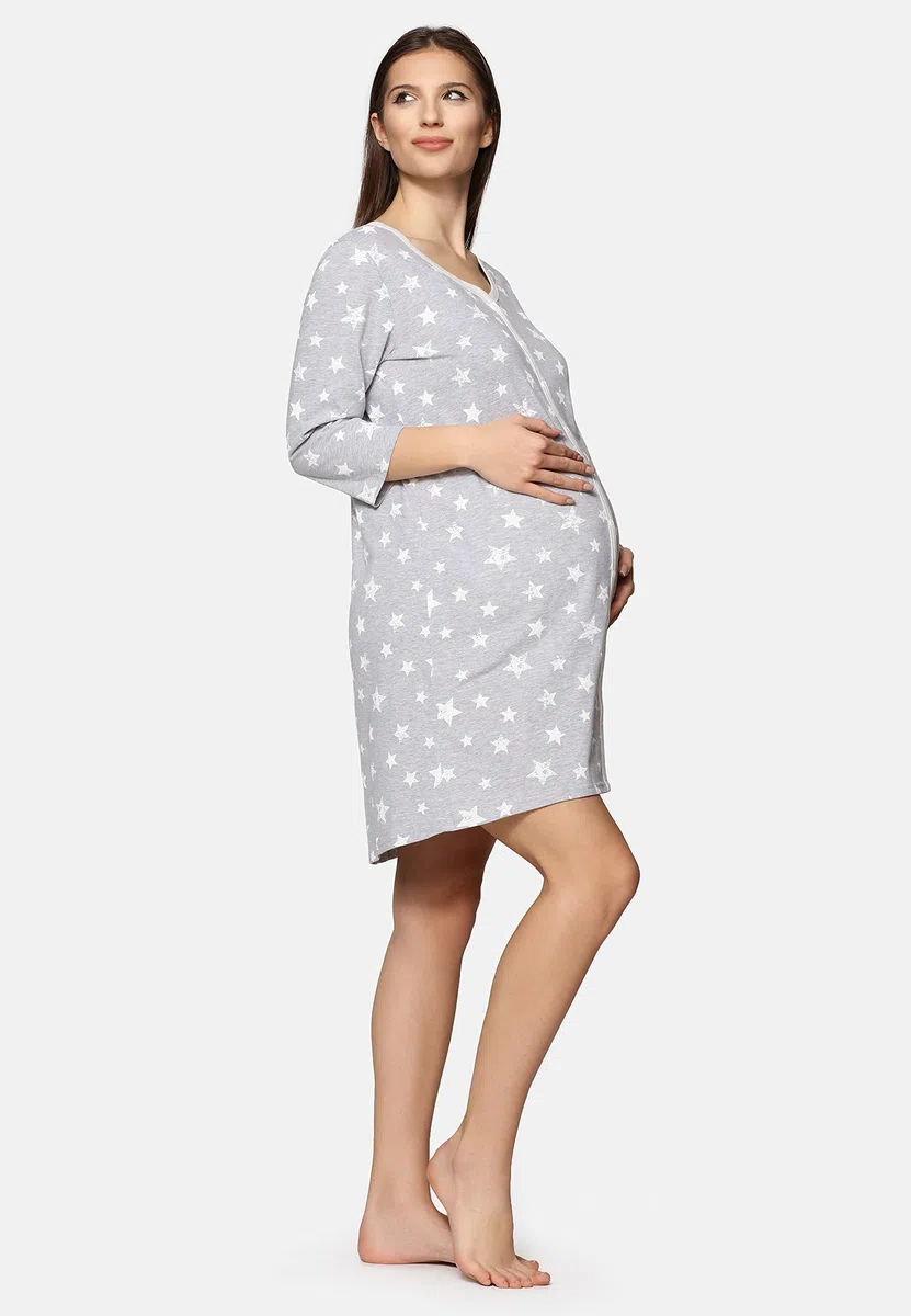 Be Mammy Camicia da Notte di maternità da Donna con Manica 3/4 e Funzione di Allattamento