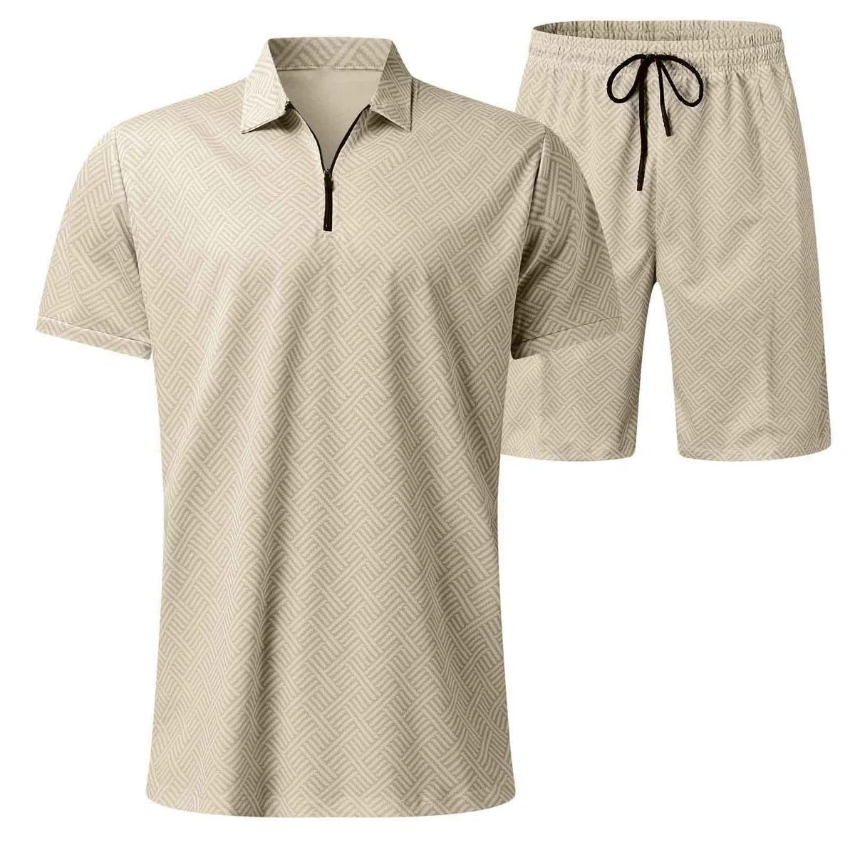 WWricotta Tuta Uomo Sportiva Maniche Corte Cerniera T-Shirt e Pantaloncini Estiva 2 Pezzi Set Completo Completa Cotone Leggero Tute Due Maglietta E Complete