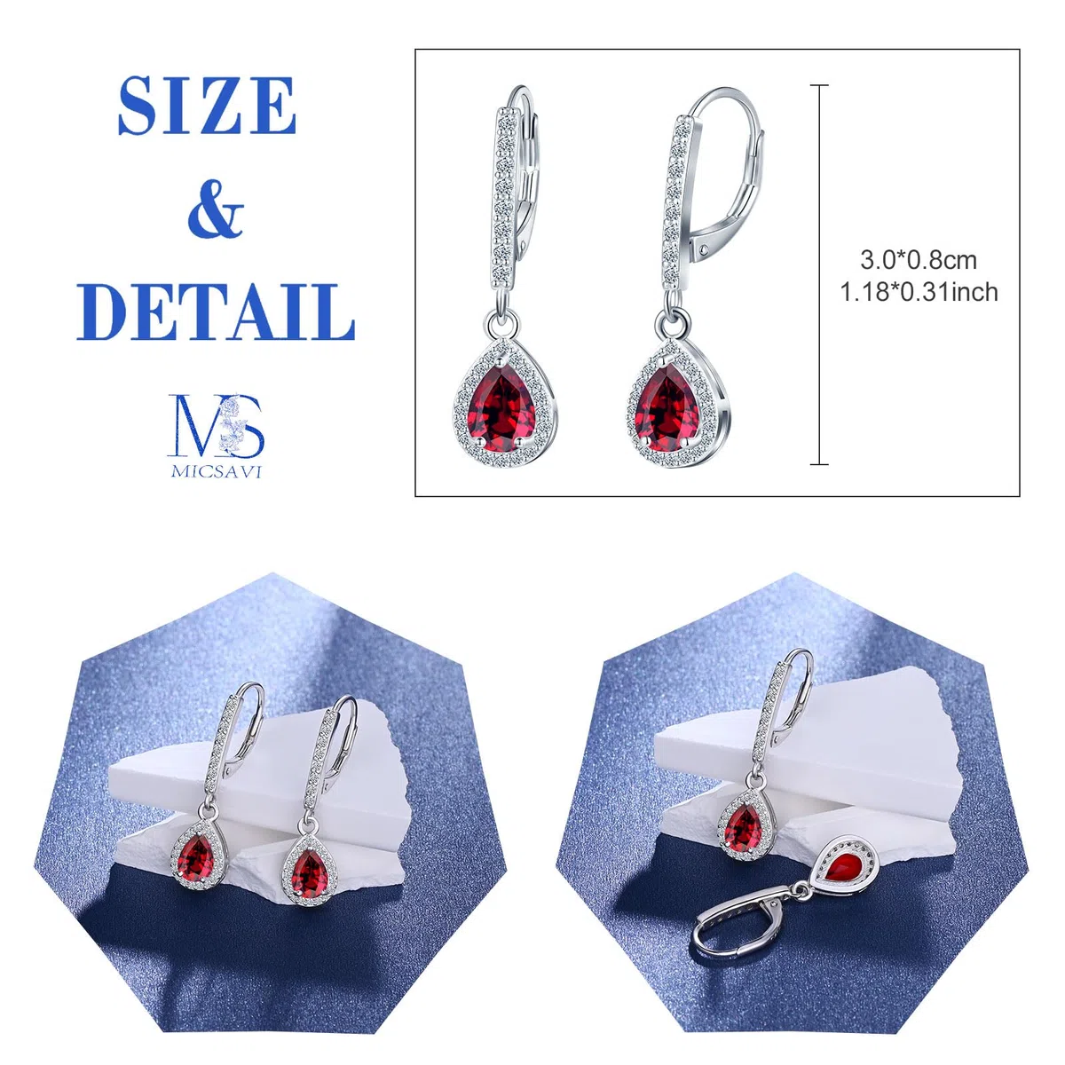 Orecchini Pendenti da Donna in Argento 925, Zircon rotondi/a forma di cuore/a forma di fiore/ovali/a goccia/quadrati, Orecchini Pietre Gioielli per Moglie Mamma Fidanzata