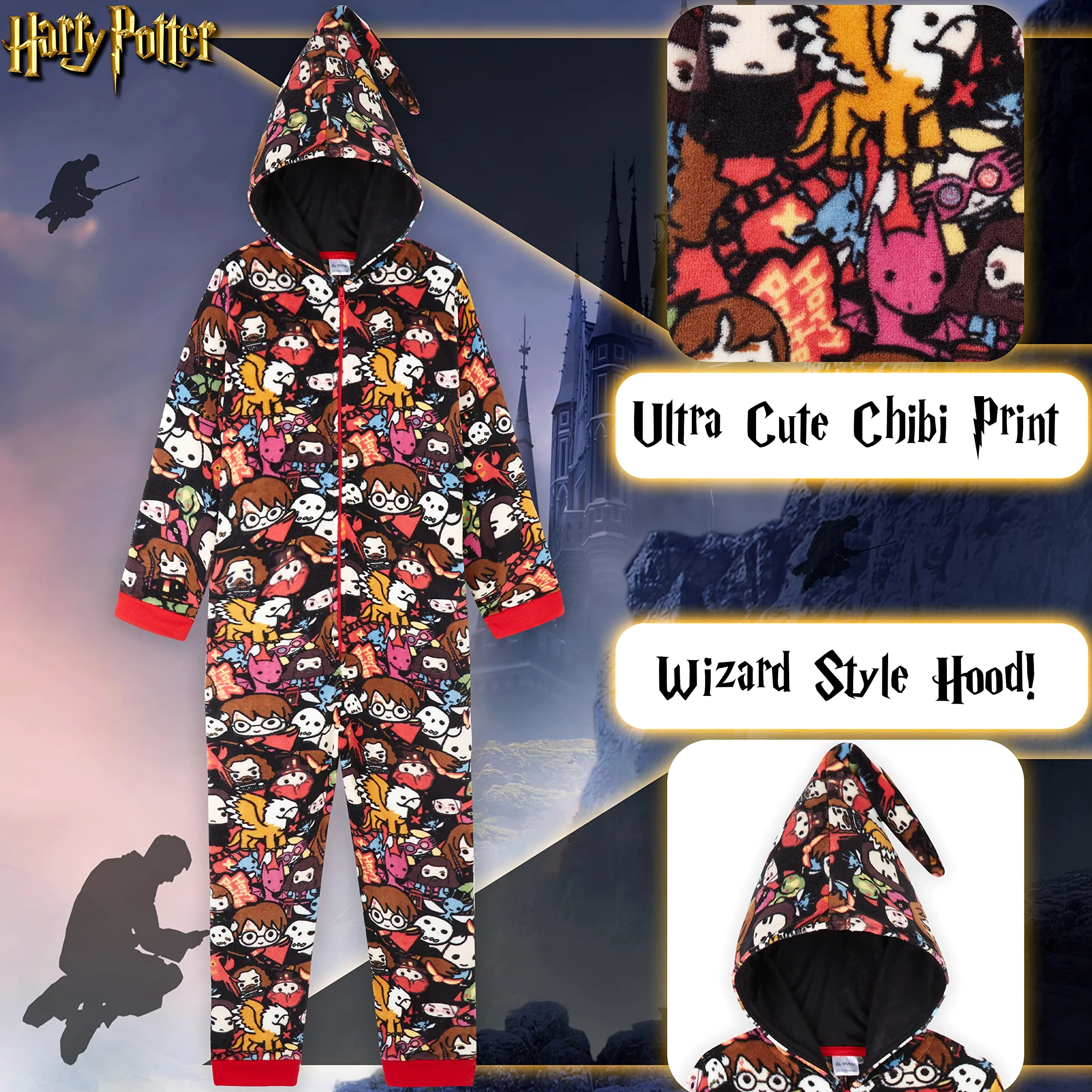 Harry Potter Pigiama Intero Bambina Pigiamone in Pile Morbido