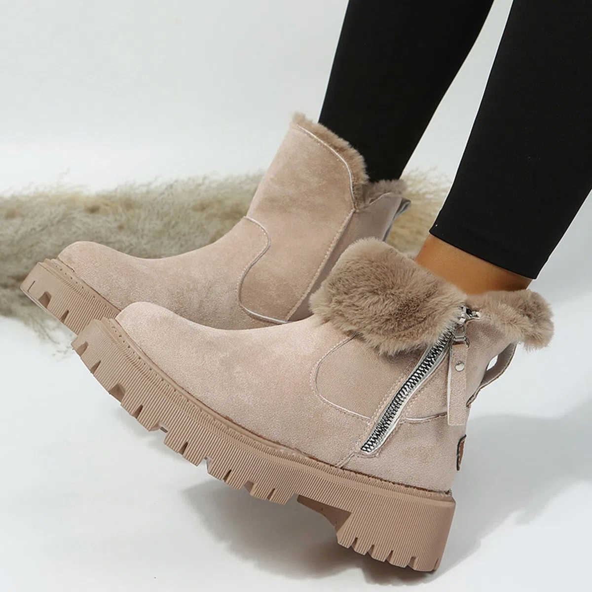 Stivali invernali da donna, imbottiti, per attività all'aperto, caldi, antiscivolo, con chiusura a strappo laterale, eleganti, in cotone, classici stivali corti
