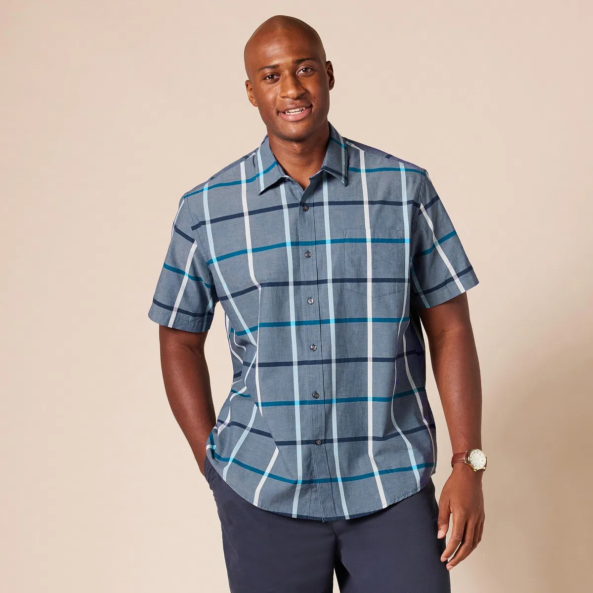 Amazon Essentials Uomo Camicia in Popeline a Maniche Corte Regular Fit