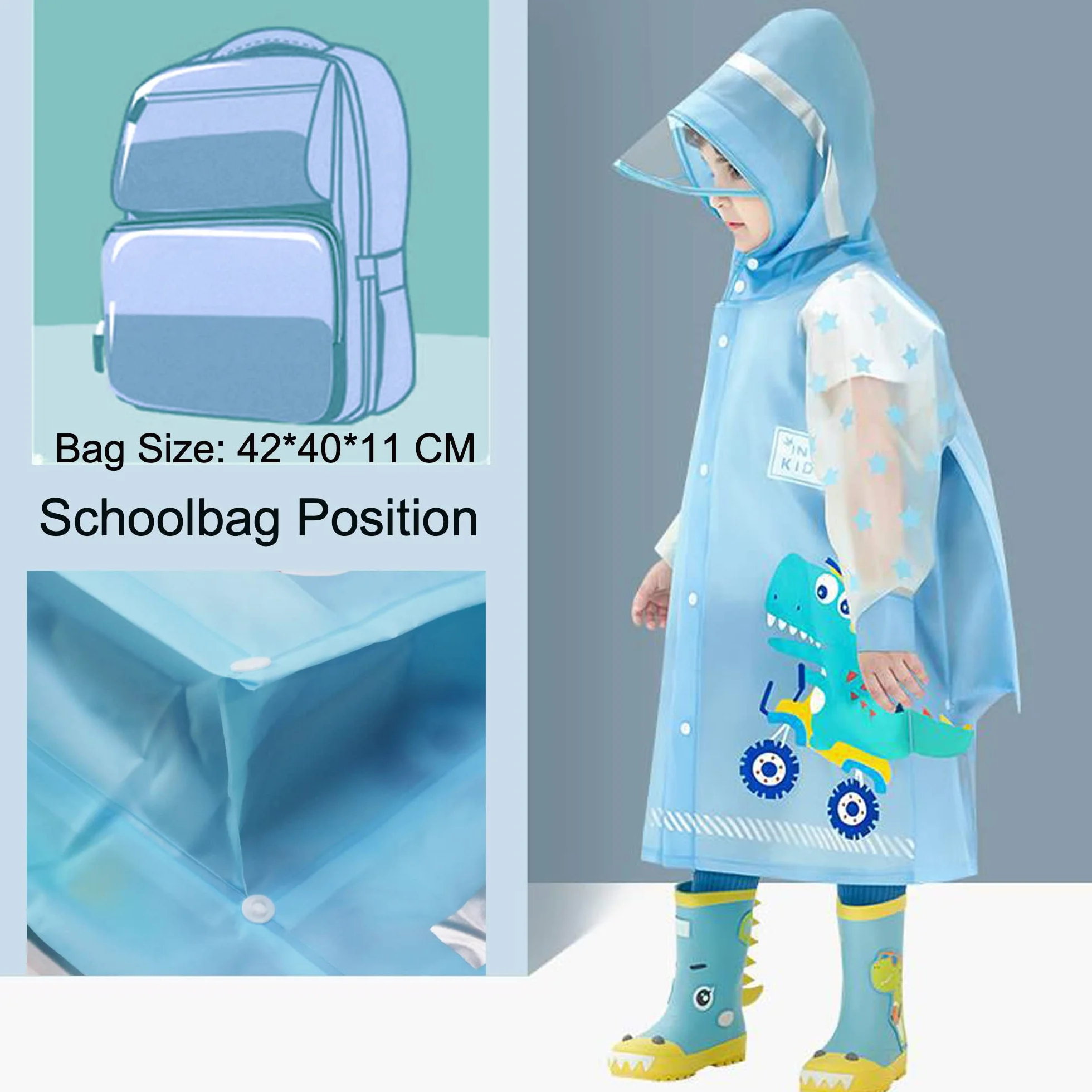 Fewlby Giacche Impermeabili Bambini Giacche da Pioggia Ragazzi Ragazze Poncho Impermeabile Cappotto di Pioggia con Cappuccio in cartone animato Mantella Pioggia 1-14 Anni