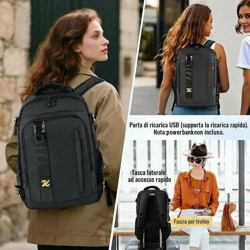 Zaino per Ryanair 40x30x20, Bagaglio a Mano 40x30x20 Ryanair Zaino da Viaggio Aereo Piccolo Borsa da Cabina per Voli Donna Uomo,per Scuola Trekking Lavoro（Schwarz）