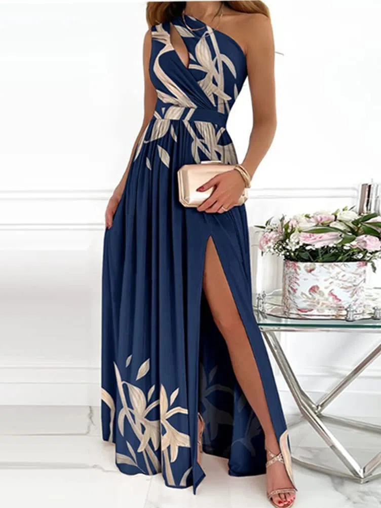 Vestiti da Donna della Sera e Cerimonia Senza Maniche Abito da Damigella Lunga Vestito da Cocktail con Spacco Elegante Abito da Sera