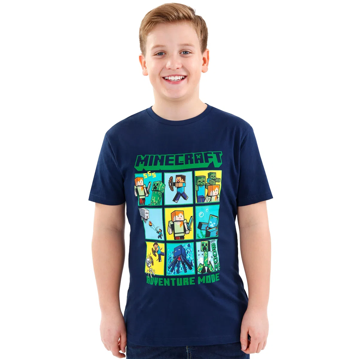 Minecraft Maglietta Maniche Corta per Ragazzi Creeper And Steve