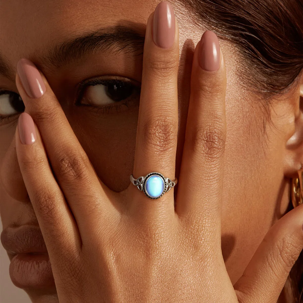 Milacolato Anello Argento 925 per Donna Ragazza Anelli Pietre di Luna Regolabile Aperte Anello CZ Triangolo Celtico Vintage, Anello Pietre Cuore Ovale Rotondo Gioielli per Lei anello