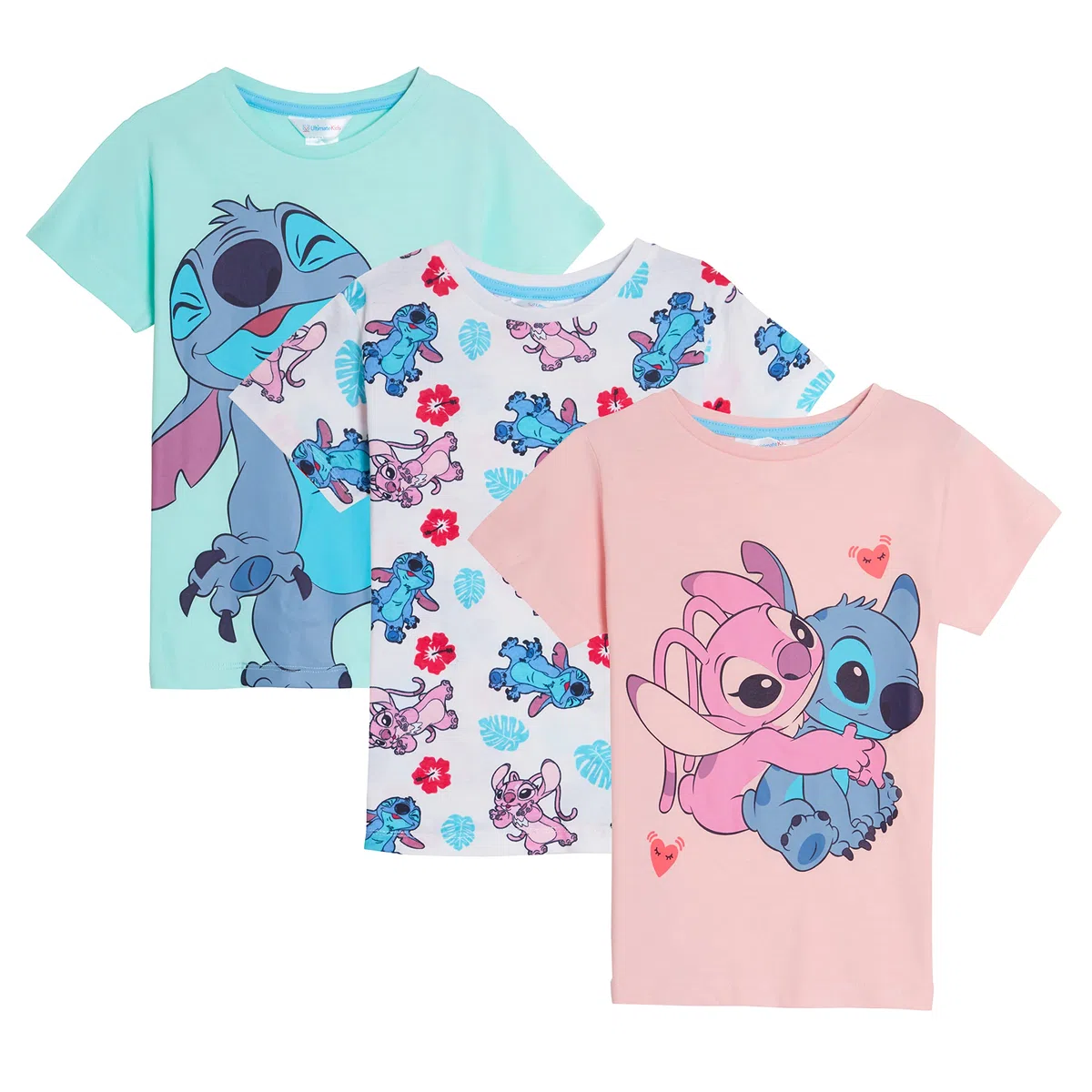 Disney Confezione da 3 magliette estive a maniche corte con angelo di Lilo e Stitch