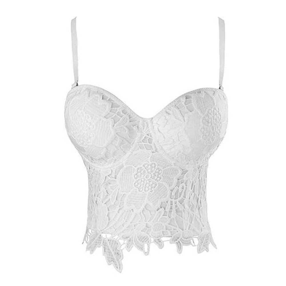Donne con Reggiseno Corsetto Shapewear Top Ricamato Tracolla Regolabile