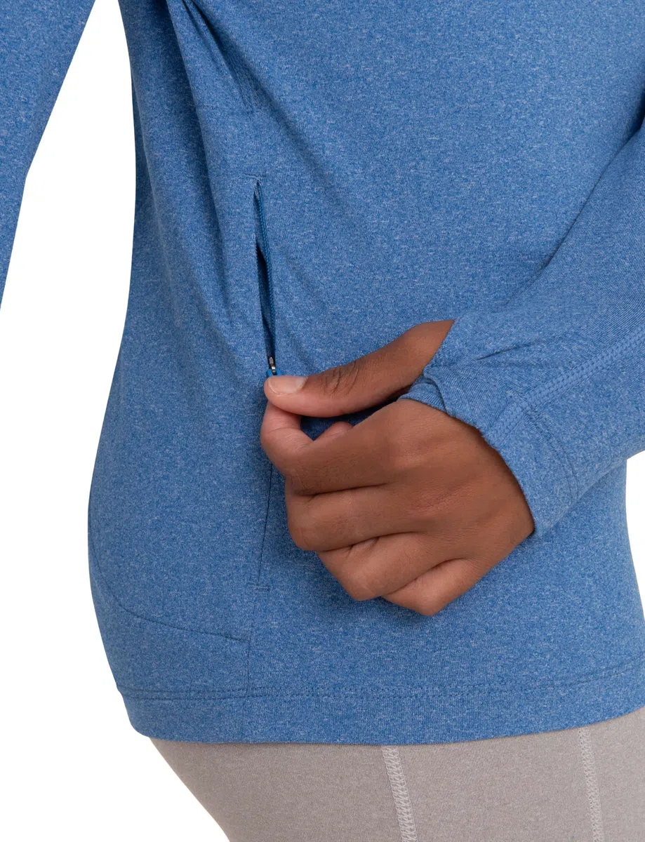 TCA Fusion Quickdry Maglia da Corsa A Manica Lunga da Bambina con Colletto e Mezza Zip