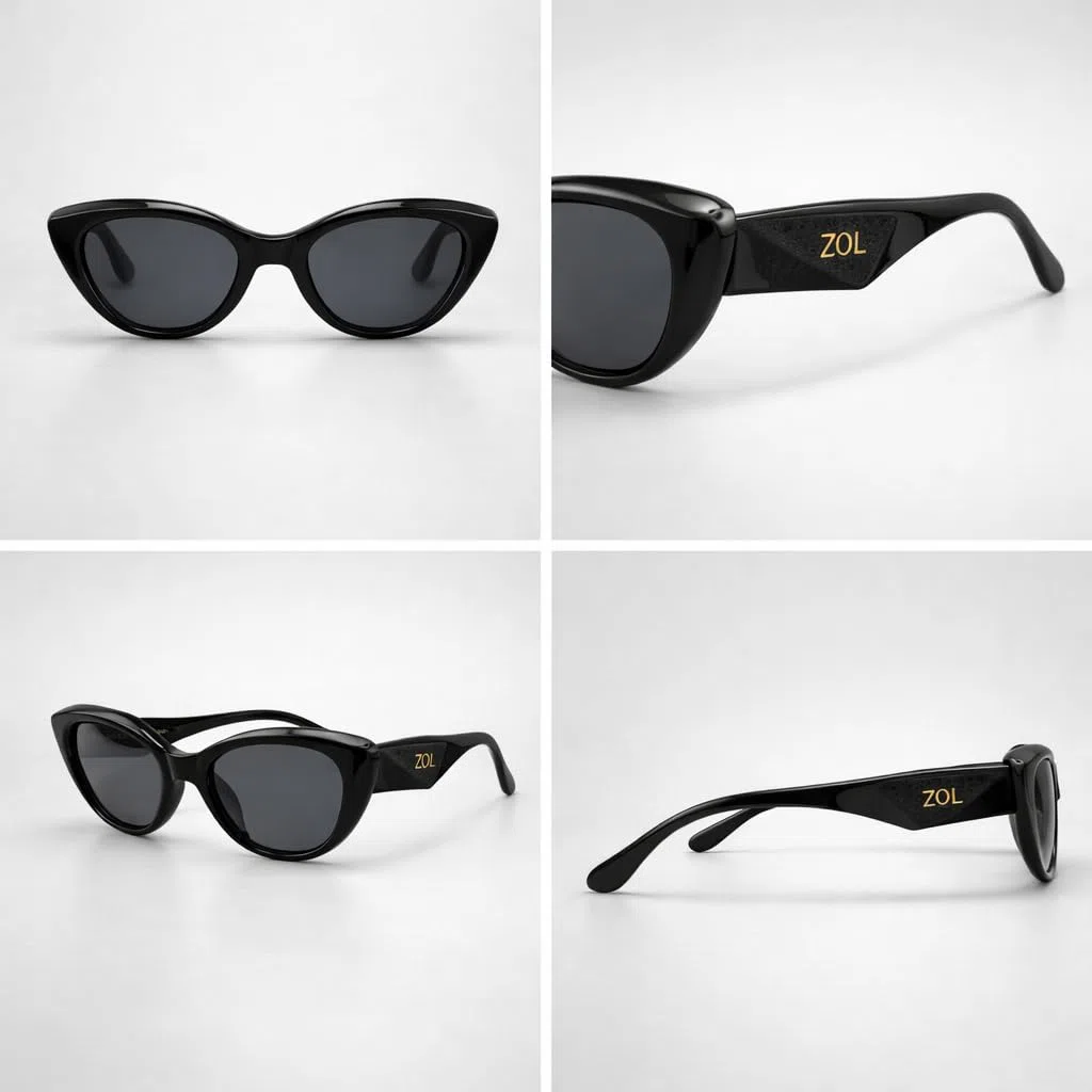 ZOL SOLENNE Occhiali da Sole Donna Cat Eye, UV400 Categoria 3, Sunglasses occhi di gatto, Montatura e Lenti in Policarbonato Leggeri e Resistenti, Cerniere Rinforzate, Certificazione CE