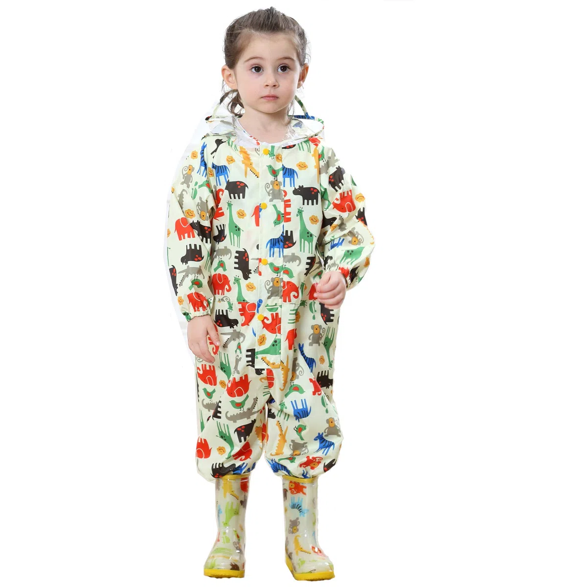 Impermeabile da Pioggia Bambini Ragazzi Ragazze con Cappuccio Antipioggia Giacca Tuta Portatile Sportivo Jogging Impermeabili Unisex Bambino Bimba Bimbo Scolaro 1-7 Anni