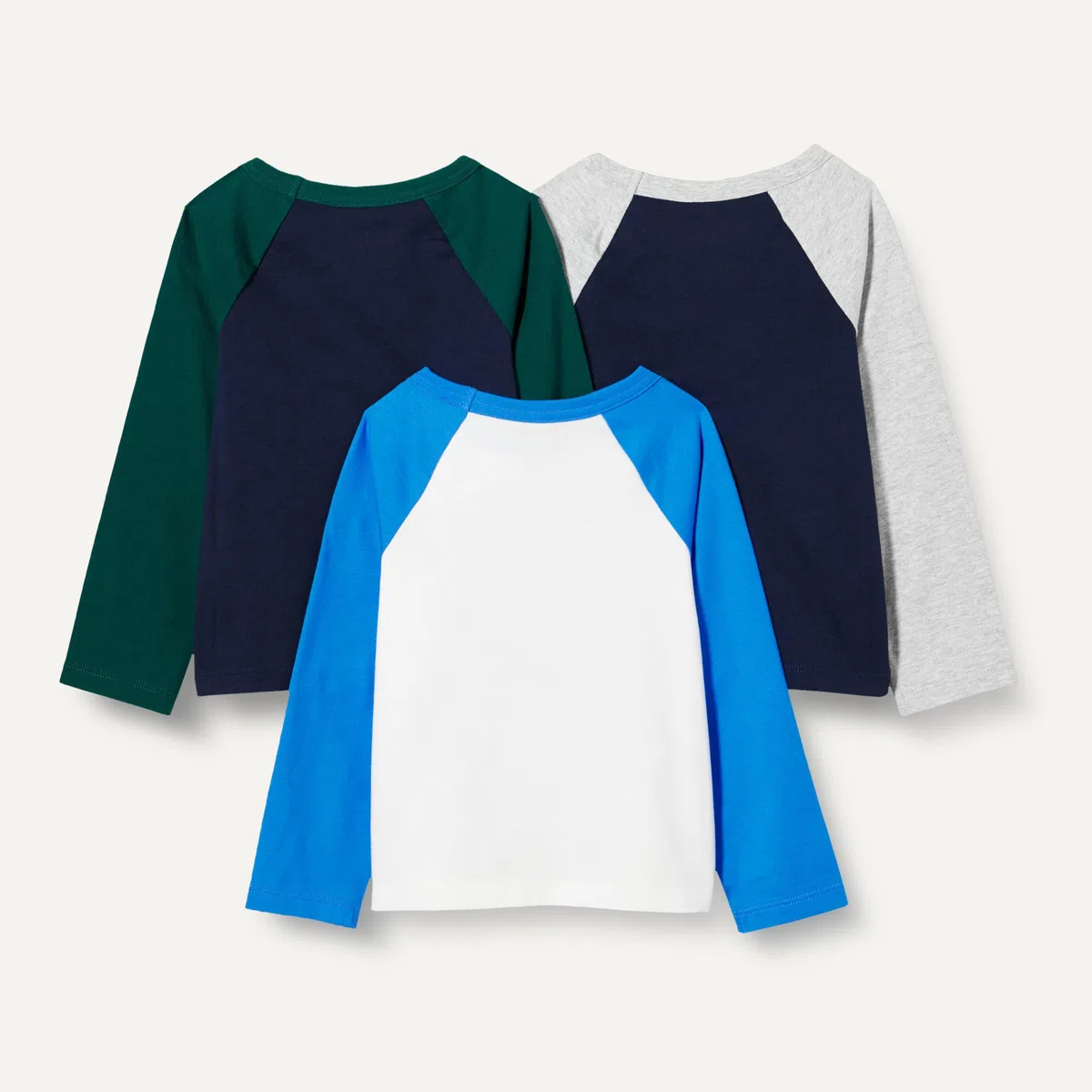 Amazon Essentials Maglie a Maniche Lunghe in Cotone Bambini e Ragazzi, Pacco da 3