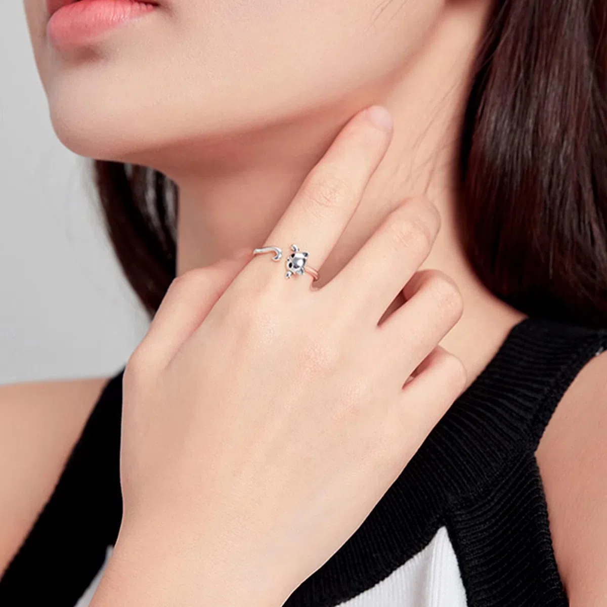Qings Anelli Donna Anello Gatto, Argento Sterling 925 Anello Regolabile Aperto Gatti Semplice Anelli Animale, Carino Gioielli Regalo di Compleanno per Ragazza e gli Amanti dei Animali