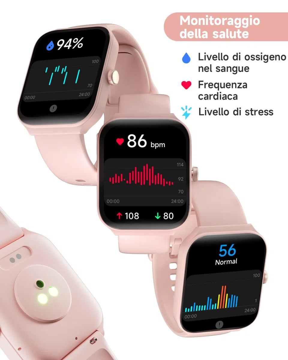 TOOBUR Smartwatch Donna Alexa Integrata, 1.95" Orologio Smartwatch Chiamate Cardiofrequenzimetro Contapassi SonnoImpermeabil IP68, 100 Sportivo, Notifiche Messaggi, Compatibile Android IOS