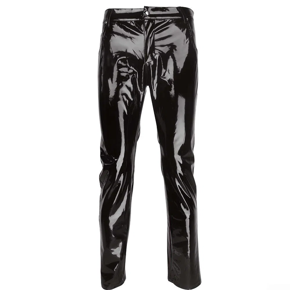 Club Dance Wear Pantaloni lunghi in PVC da uomo con lucido progettato con stile punk gotico adatto per feste notturne