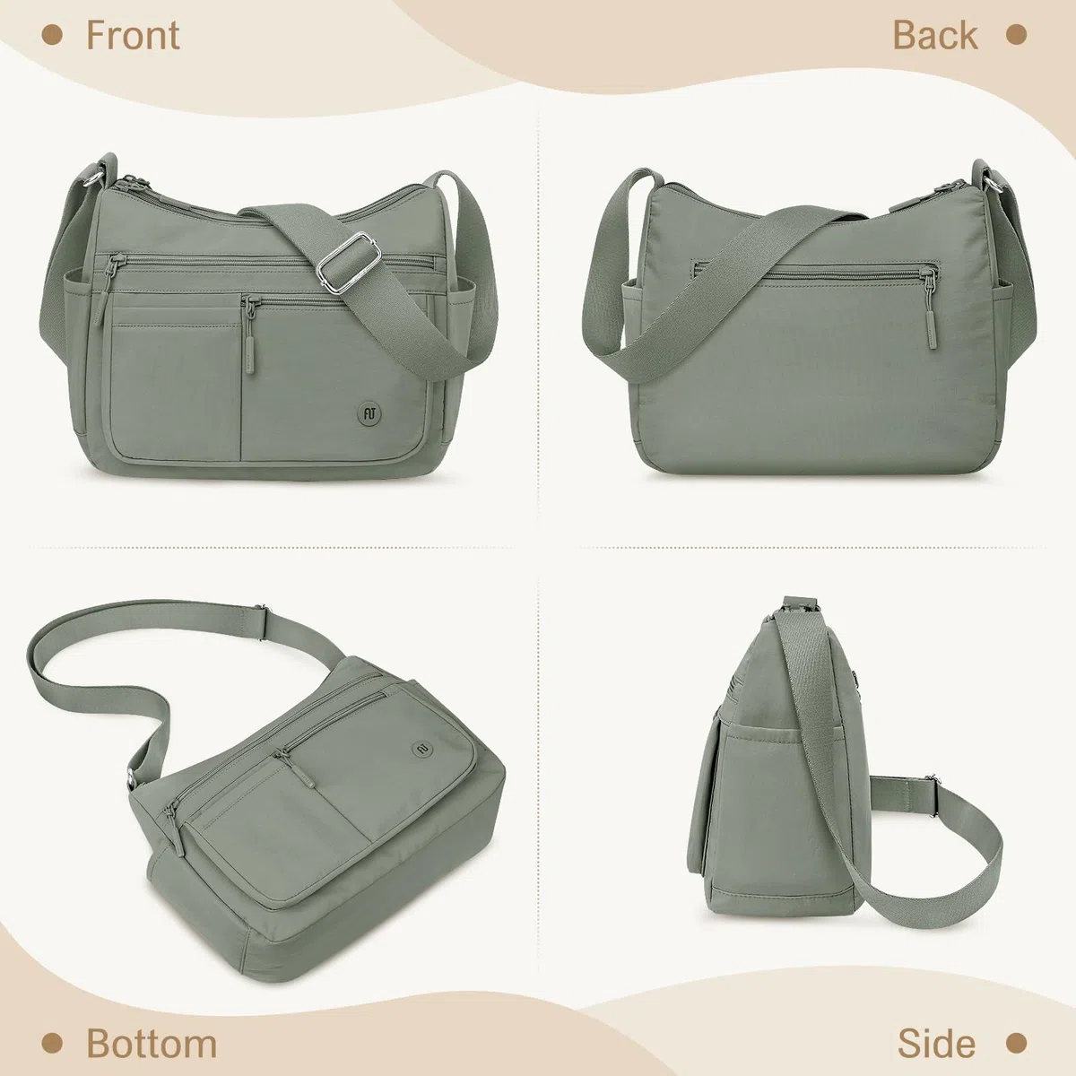 Borsa Tracolla Donna Grande Borse da Donna in Tessuto Oxford Impermeabile Borsa a Spalla con Multitasche con Cerniera, Crossbody Bag Media per Uscire Fare Shopping Viaggiare Lavorare
