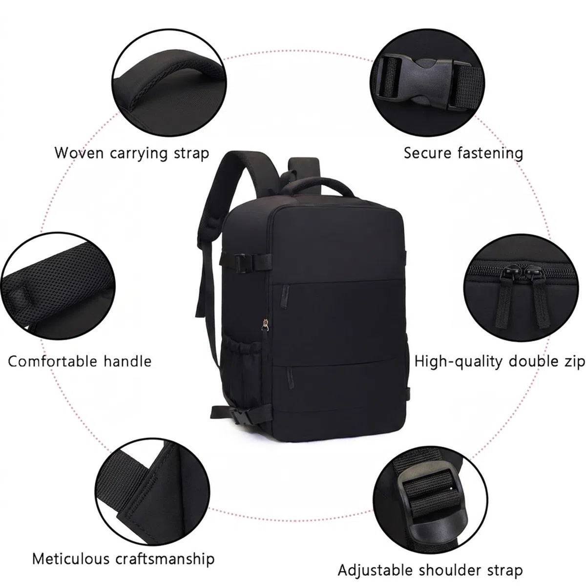 Zaino Ryanair 40x30x20, Rosa 24L Bagaglio a Mano Aereo Zaino da Viaggio per Donna Uomo, Zaini Casual per laptop da 15 pollici Travel Bag Compatto Leggero per Wizz Air, Easyjet